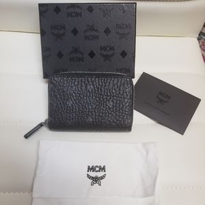 MCM Black Visetos Zip Wallet NIB $275